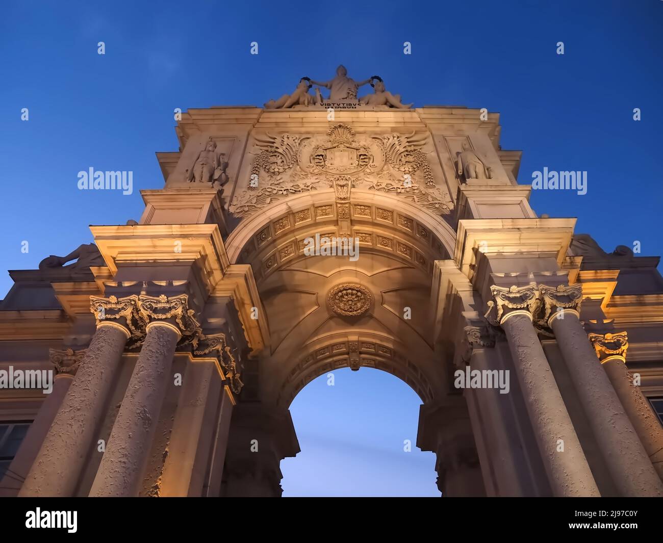 Rua Augusta arch in Lisbon in Portugal at night Stock Photo