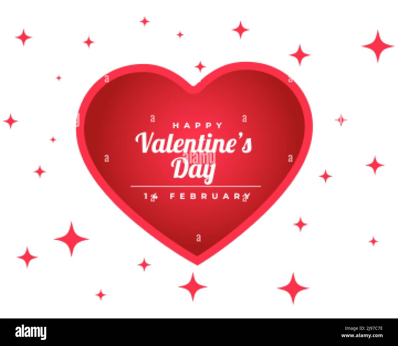 Happy Valentines Day Sparkling Card With Red Heart Stock Vector Image 