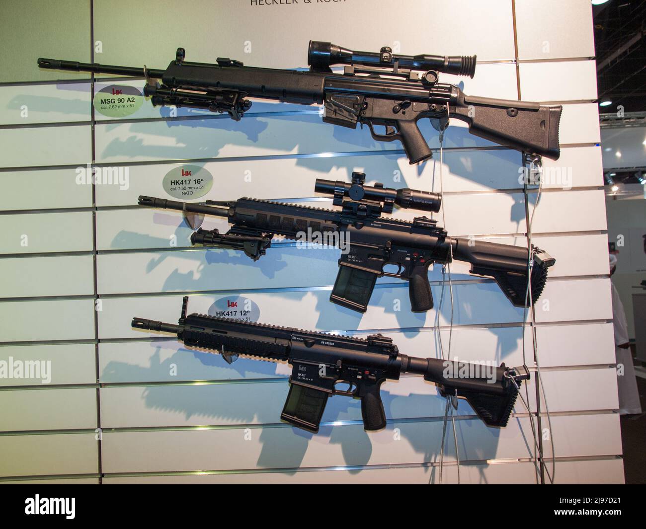 Abu Dhabi, UAE - Feb.23. 2011: Heckler Koch MSG90 A2 sniper rifle ...