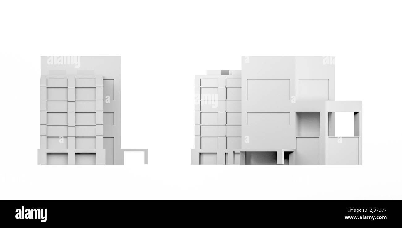 Tall city background 3d render Black and White Stock Photos & Images ...