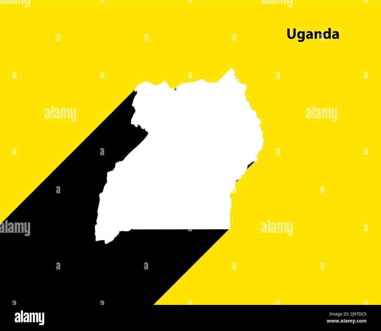 Uganda Map on retro poster with long shadow. Vintage sign easy to edit, manipulate, resize or colorize. Stock Vector