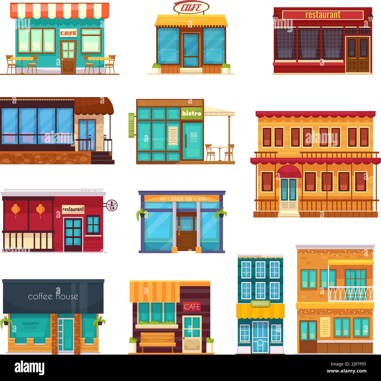 Street view front snack bar cafe coffee house bistro restaurant flat ...