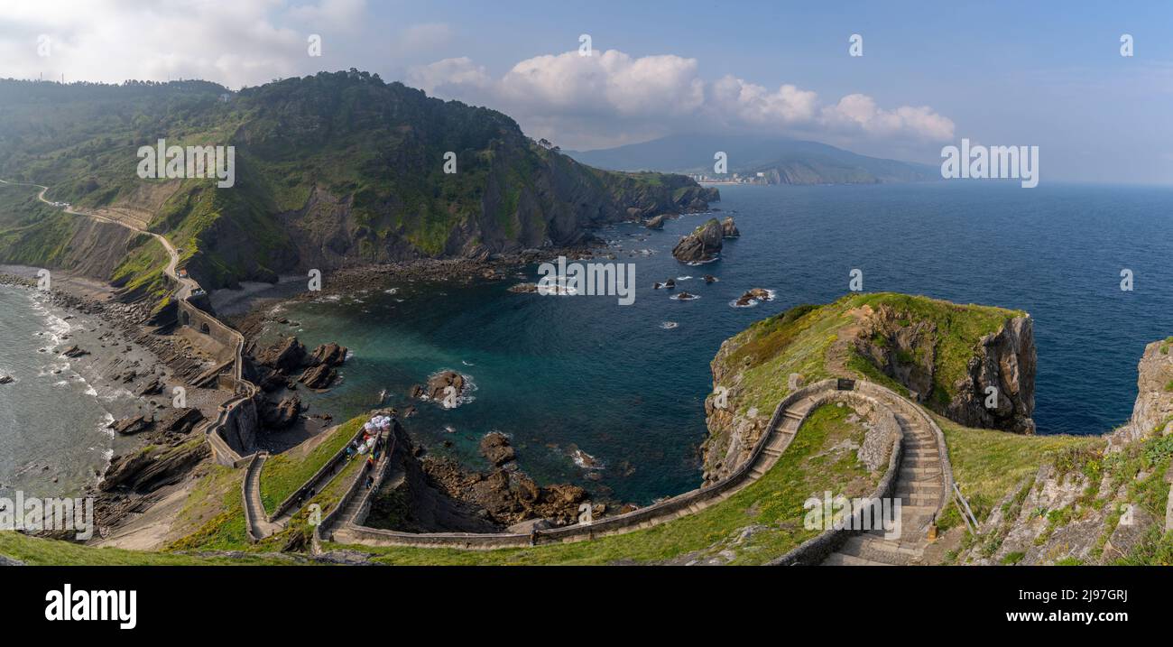 Bakio, Spain 3 May, 2022 long and winding stone stairs leading up to