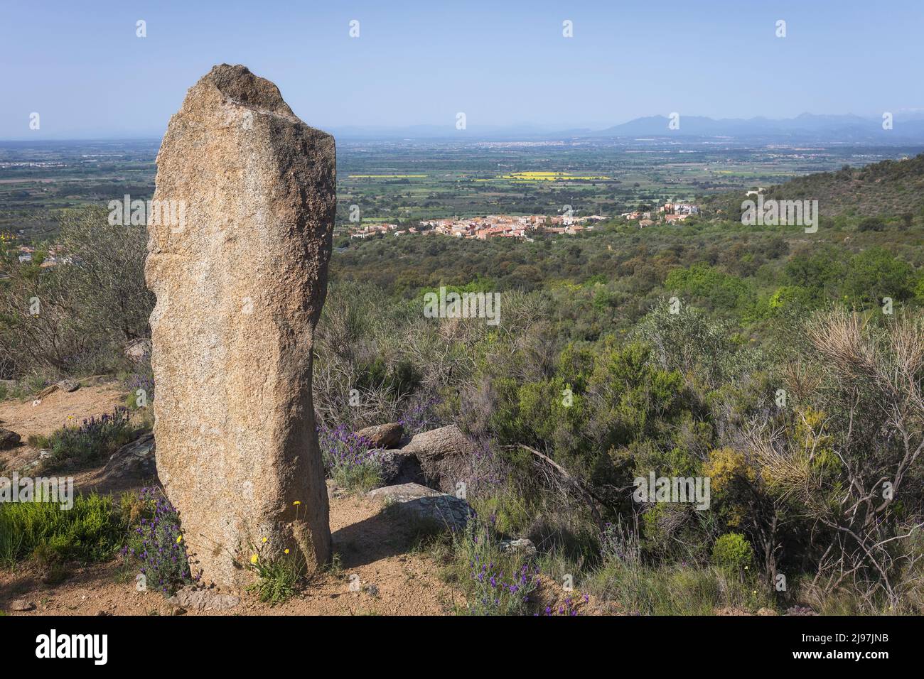 Prehistoric Menhir in Palau Savardera, Catalonia Stock Photo