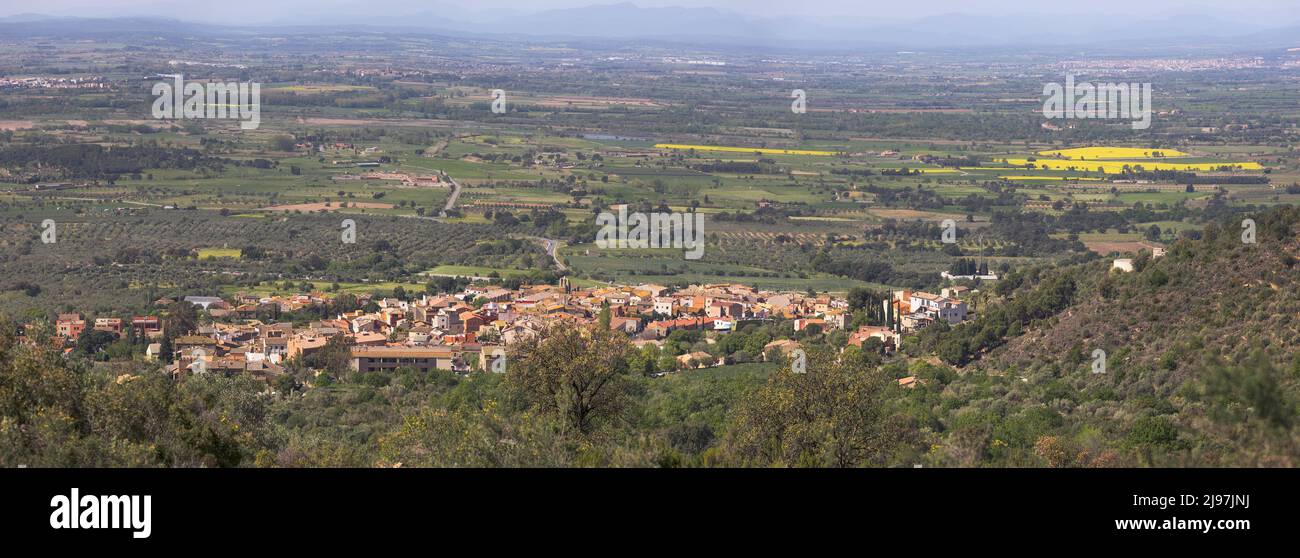 Area View of the Village of Palau Savardera in Alt Emporda, Catalonia Stock Photo