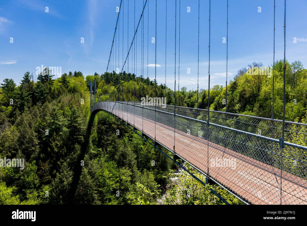 the world's longest pedestrian suspension bridge over the Coaticook