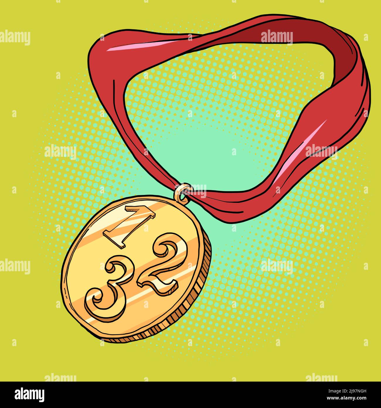 sports prize medal first second and third place 1 2 3 gold silver bronze Stock Vector