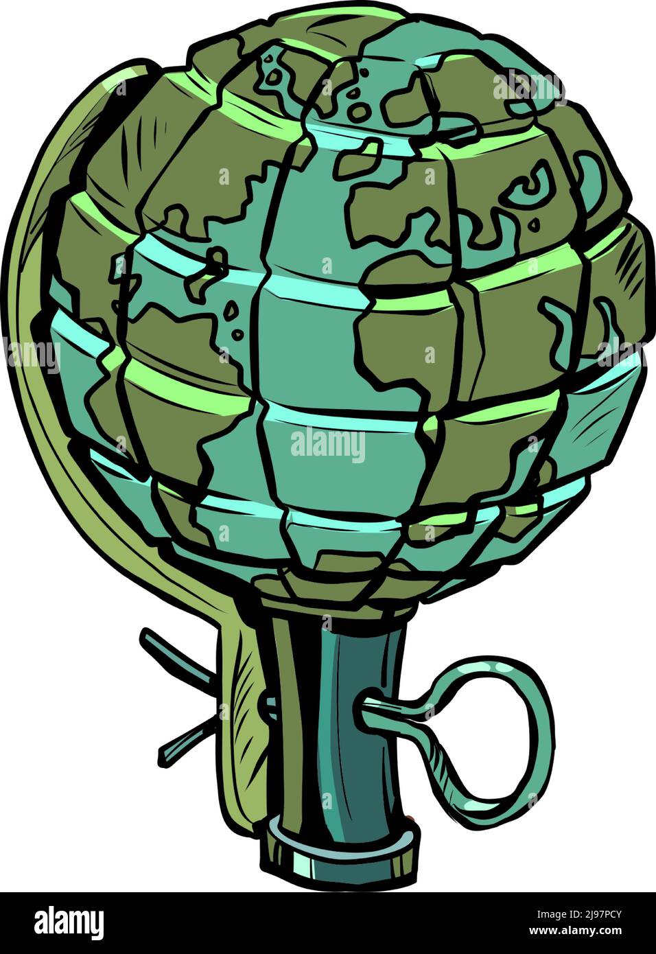 Planet Earth is like a grenade. War and aggression. Terrorist threat, army and world Stock Vector