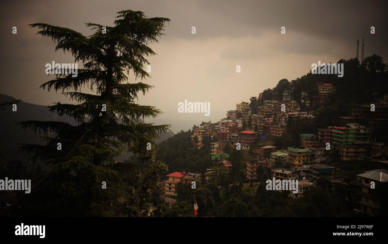 Beautiful view of a mountain village in India Stock Photo - Alamy