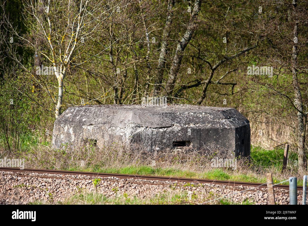 Pillbox by the railway line, Oxfordshire Stock Photo