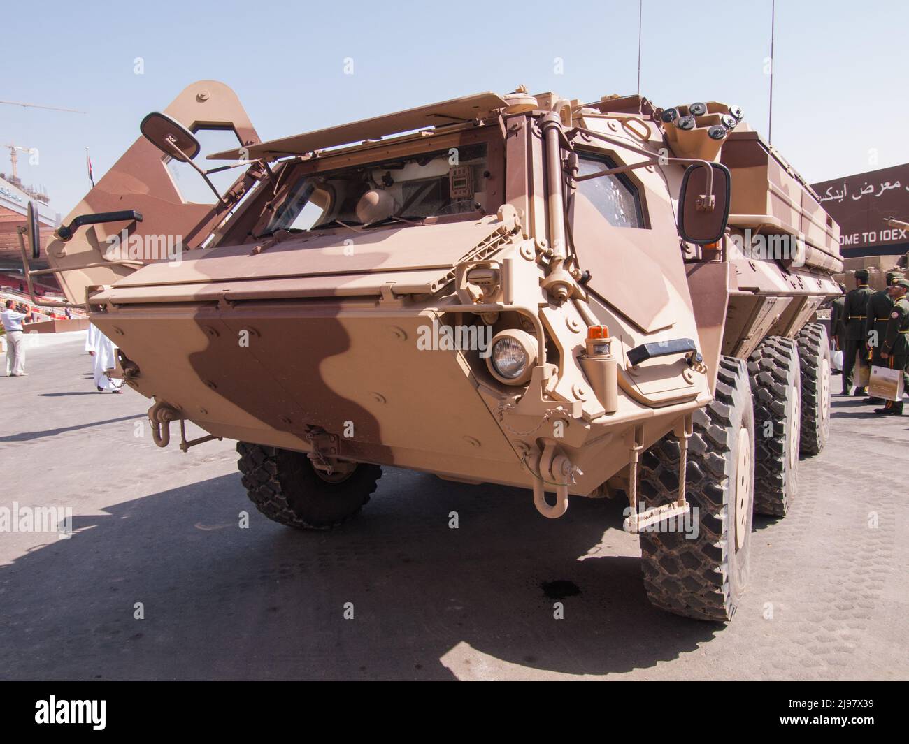 Abu Dhabi, UAE - Feb.23. 2011: The FUCHS FOX 2 NBC vehicle in IDEX 2011 Stock Photo