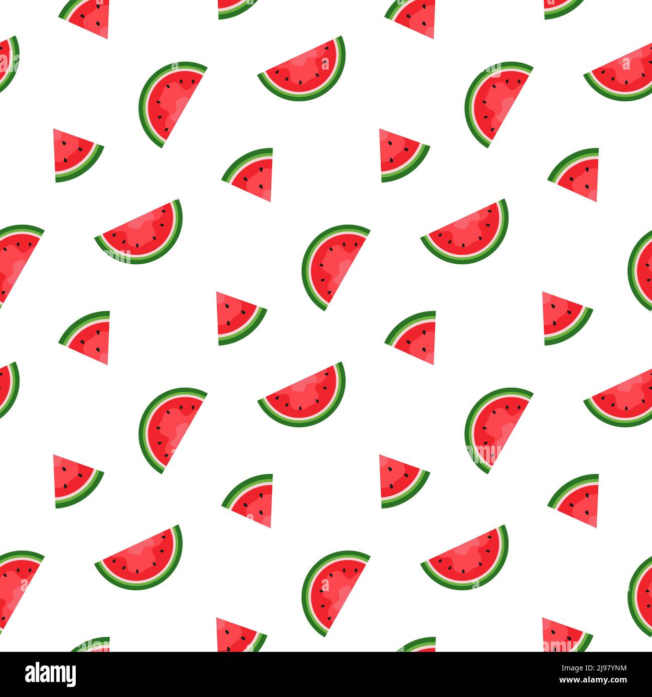 Watermelon background and seamless pattern, flat design of green leaves and flower and watermelon juice illustration, Fresh and juicy fruit concept of Stock Photo