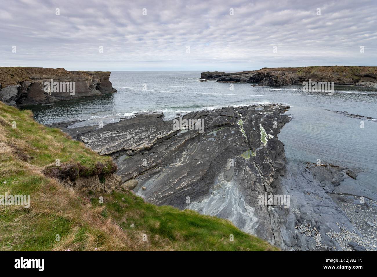 Rugged coast on the Wild Atlantic Way at Bridges of Ross, County Clare, Ireland Stock Photo