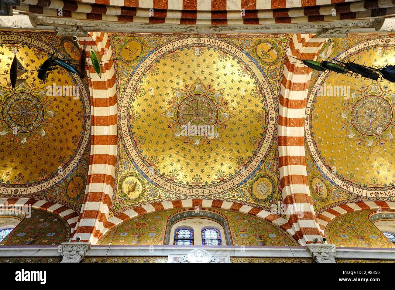 France. Marseille. Bouche-du-Rhone (13). Basilica Our Lady of the Guard. The golden roofs Stock Photo