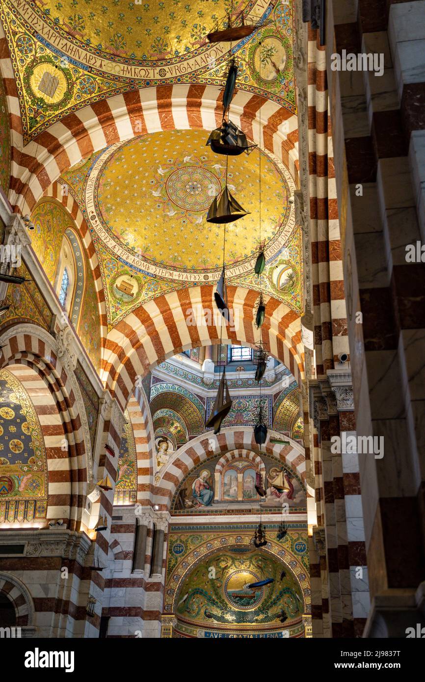 France. Marseille. Bouche-du-Rhone (13). Basilica Our Lady of the Guard. Ex voto Stock Photo