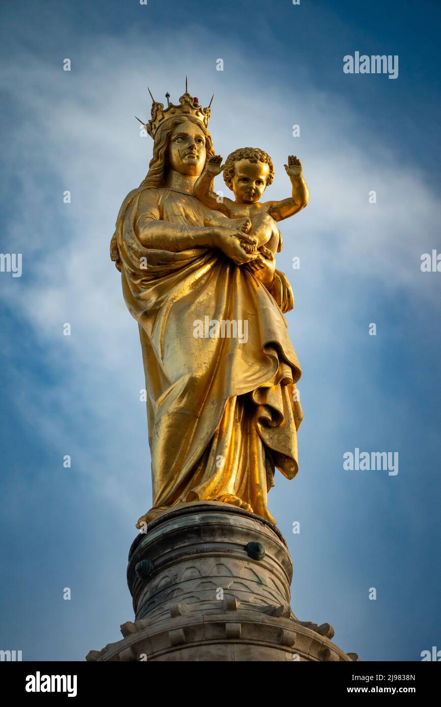 France. Marseille. Bouche-du-Rhone (13). Basilica of Our Lady of the Guard. Madonna and Child Stock Photo