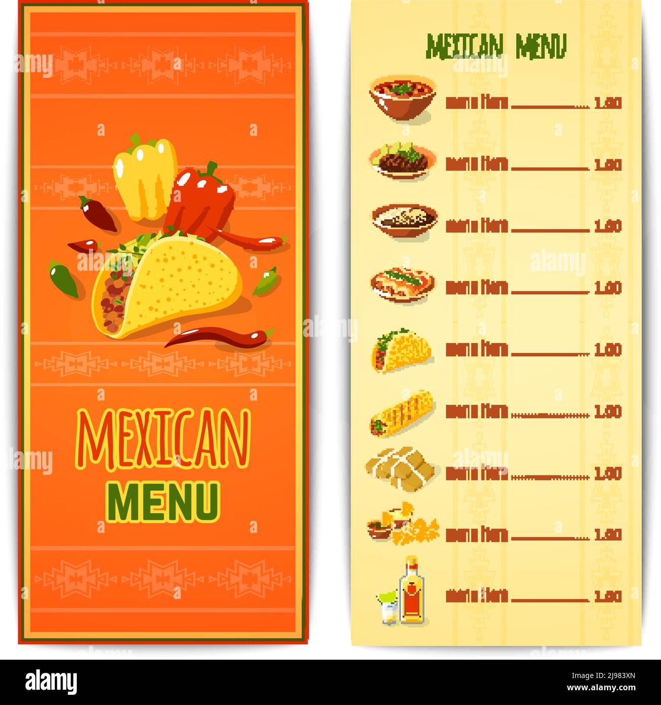 Mexican restaurant menu template with traditional spicy food cuisine ...