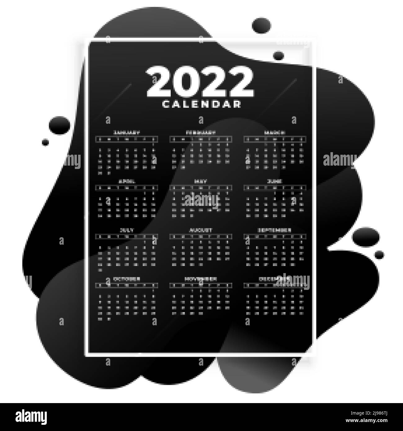 Fluid Style Abstract Black 2022 Calendar Design Template Stock Vector Image And Art Alamy 8475