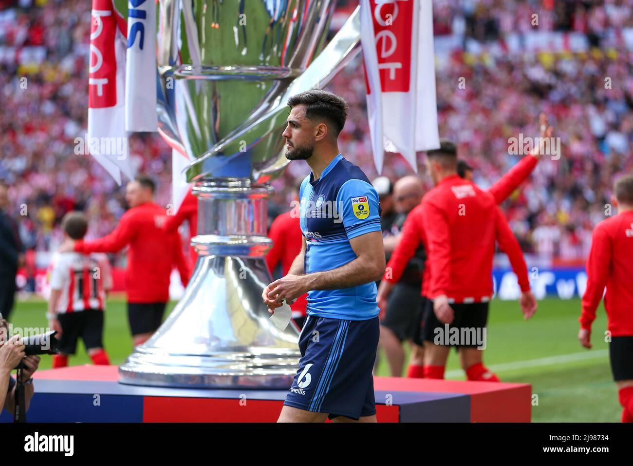 Wembley Stadium, London, UK. 21st May, 2022. FA League 1 promotion play-off final, Sunderland versus Wycombe Wanderers; Ryan Tafazolli of Wycombe Wanderers coming out for the match Credit: Action Plus Sports/Alamy Live News Stock Photo