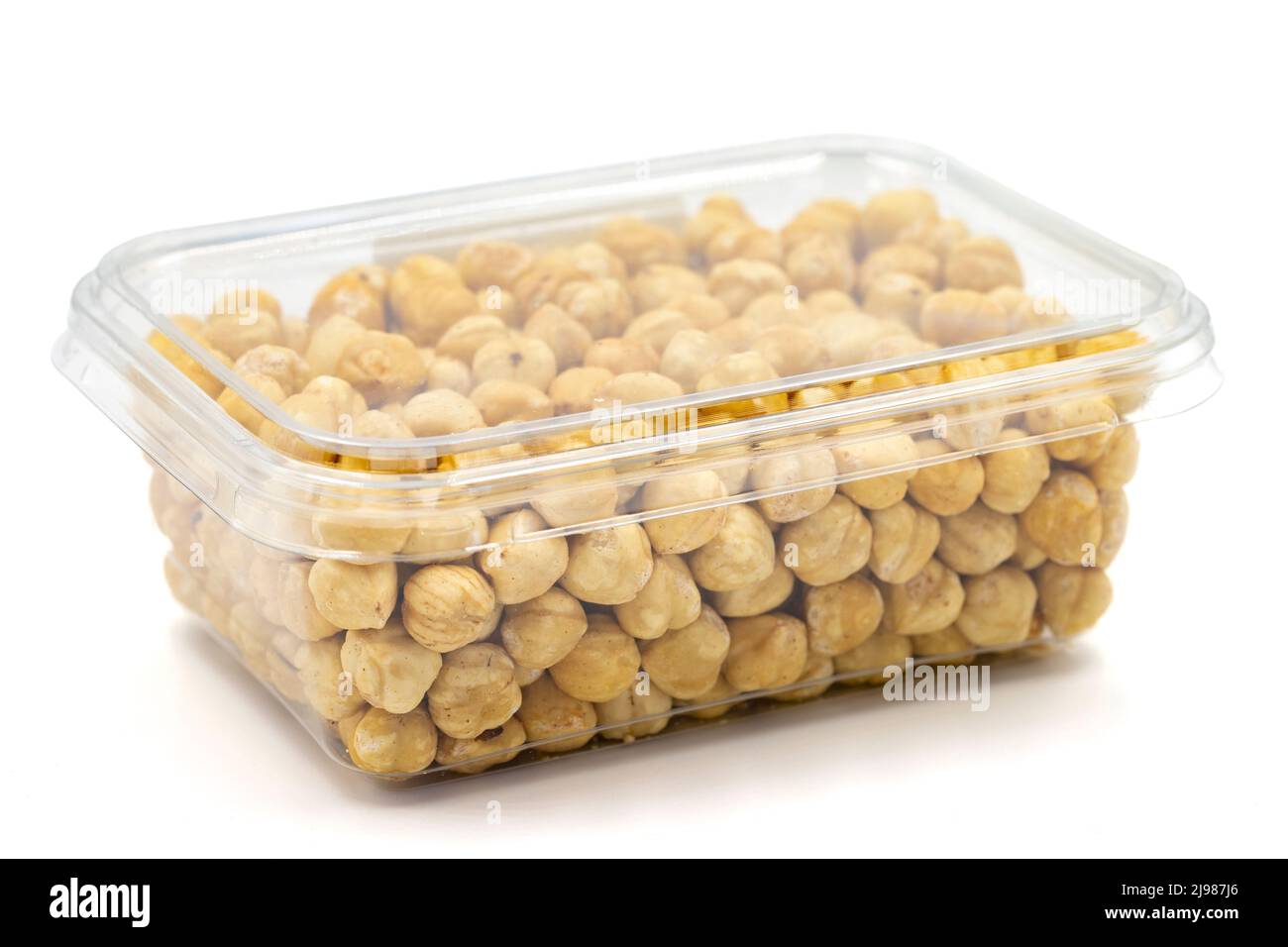 Roasted hazelnut nut in package isolated on white background. Organic ...