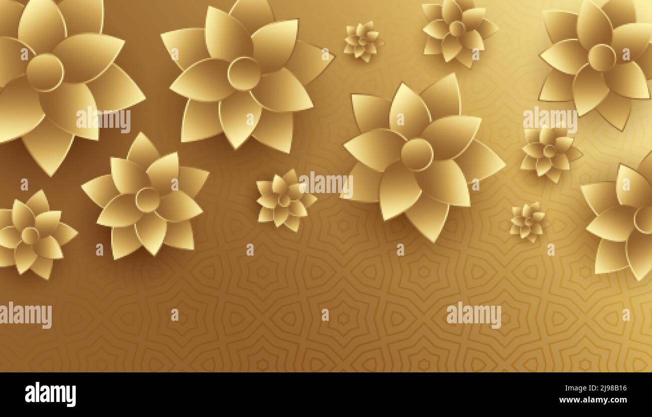 Abstract floral 3d golden background Stock Vector Images - Alamy