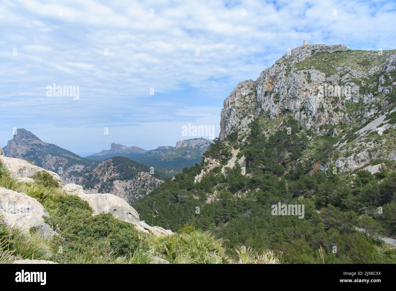 Albercutx watchtower (Talaia d'Albercuix) on top of mountain in ...