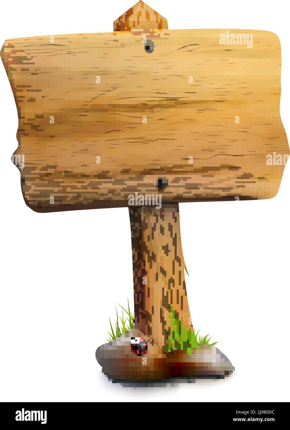 Single Signposts Single blank wooden signpost with screws on board ladybug on stone and ...