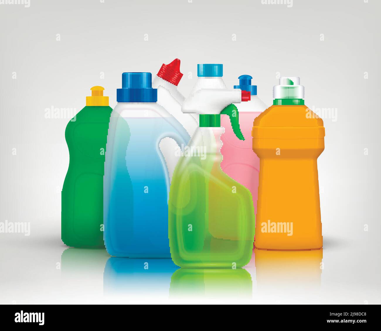 'Colourful Detergent Bottles Composition Stock Vector