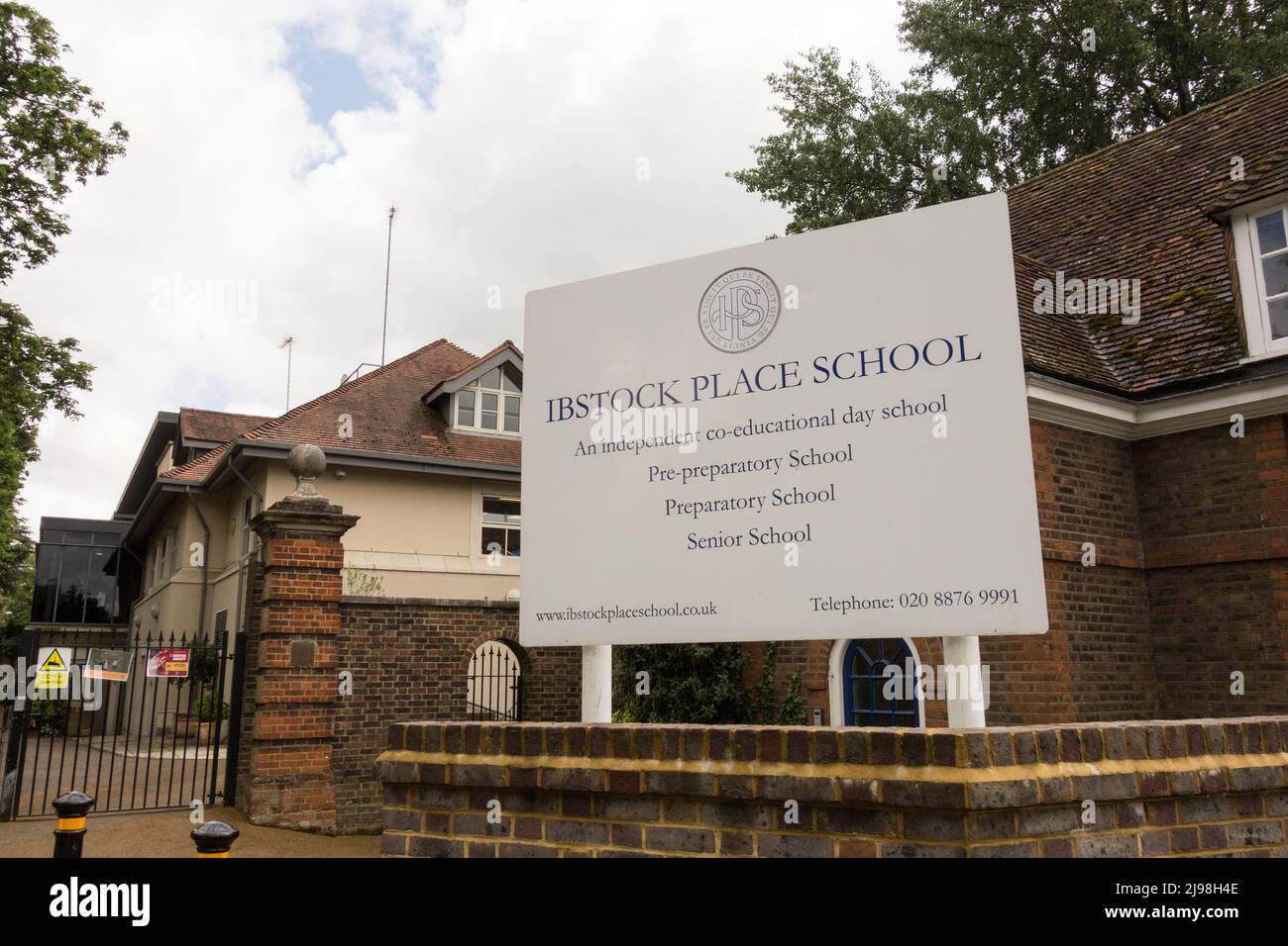 Ibstock Place School signage, Clarence Lane, Roehampton, London, SW15, England, UK Stock Photo