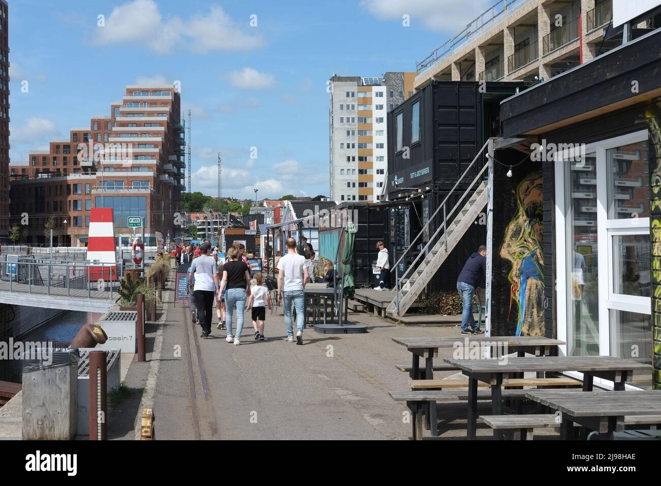 Promenade at Aarhus island (Aarhus Ø) modern urban living in Denmark’s ...