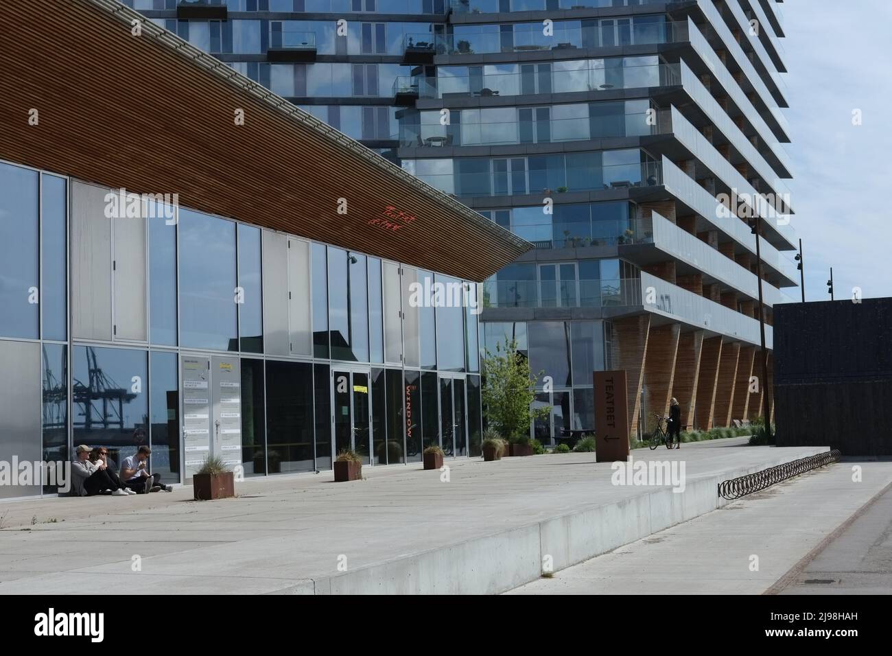 Detail of apartment complex at Aarhus island (Aarhus Ø) modern urban