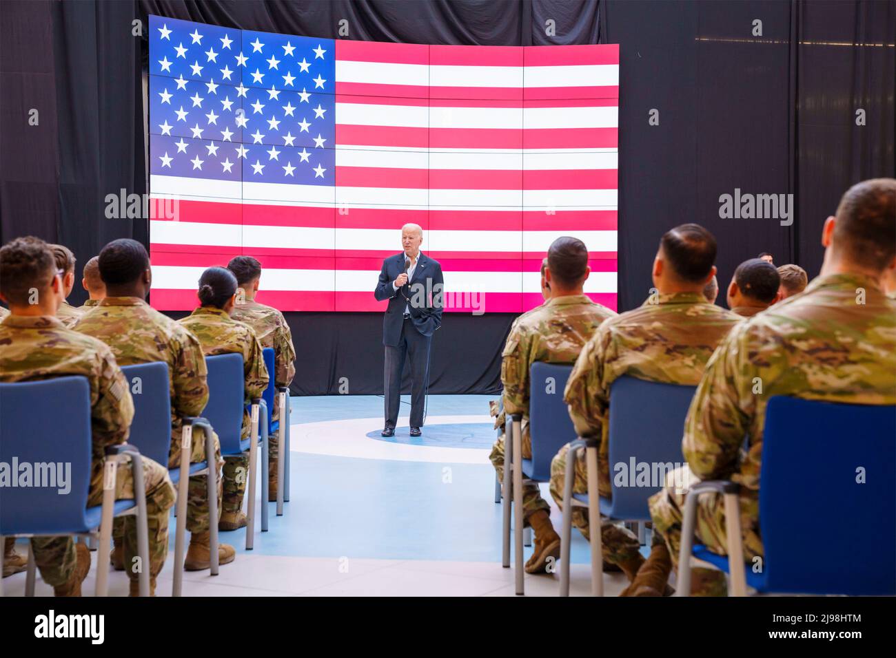 Rzeszow, Poland. 25 March, 2022. U.S President Joe Biden, delivers remarks to members of the U.S. Army 82nd Airborne Division during a visit March 25, 2022 in Rzeszow, Poland.  Credit: Adam Schultz/White House Photo/Alamy Live News Stock Photo