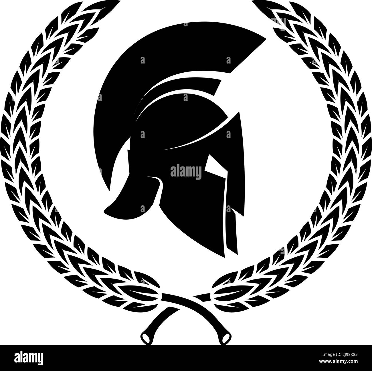 Spartan helmet with laurel wreath. Design element for logo, emblem ...