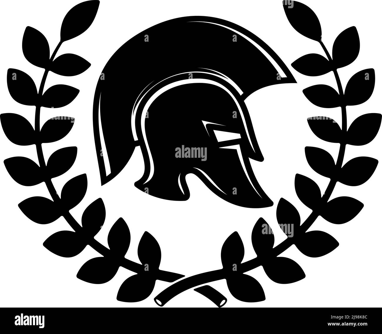 Spartan helmet with laurel wreath. Design element for logo, emblem, sign, poster, t shirt. Vector illustration Stock Vector