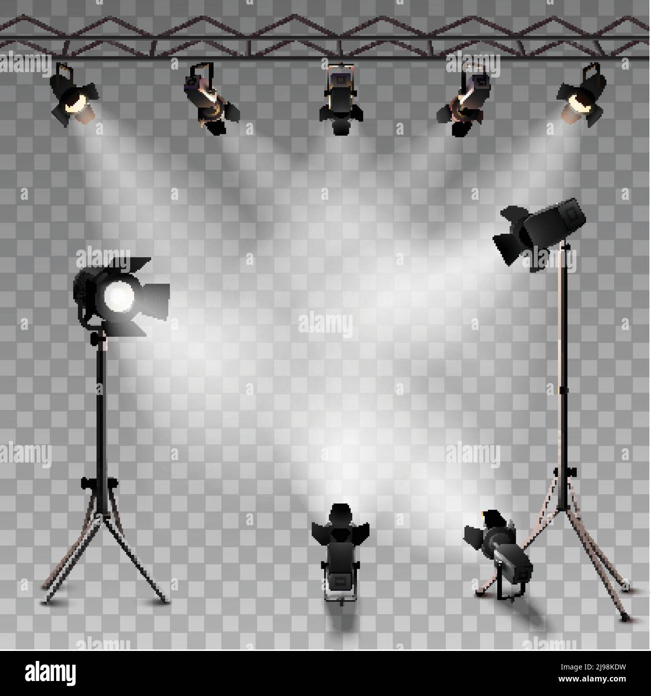 Spotlights realistic transparent background for show contest or interview vector illustration Stock Vector