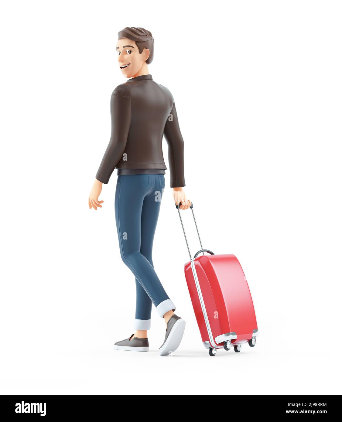 Cartoon Man Walking With Suitcase