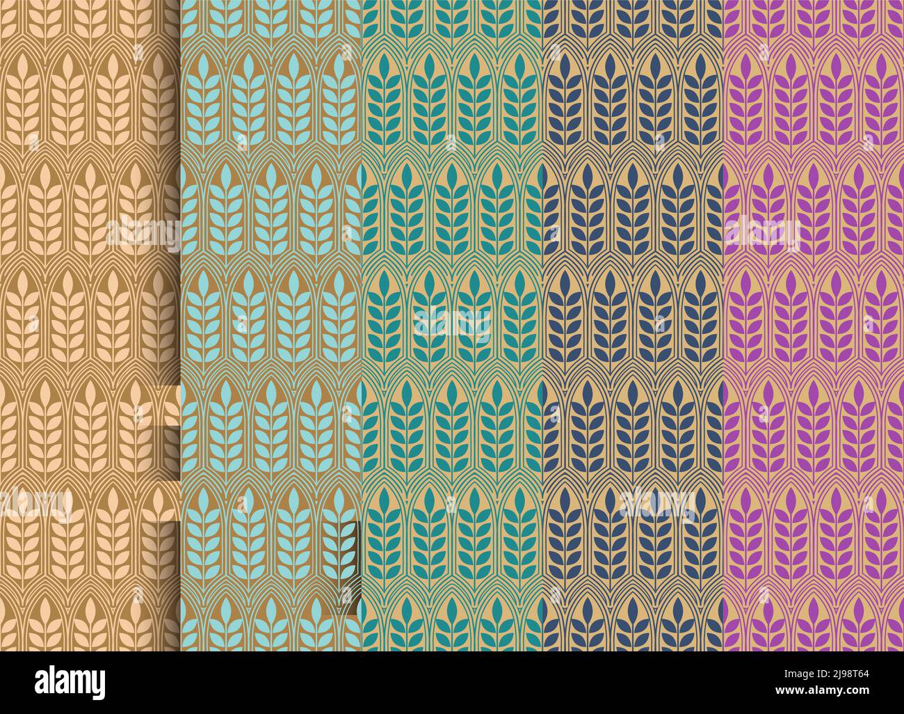 set of classic seamless decorative patterns with a golden openwork grid ...