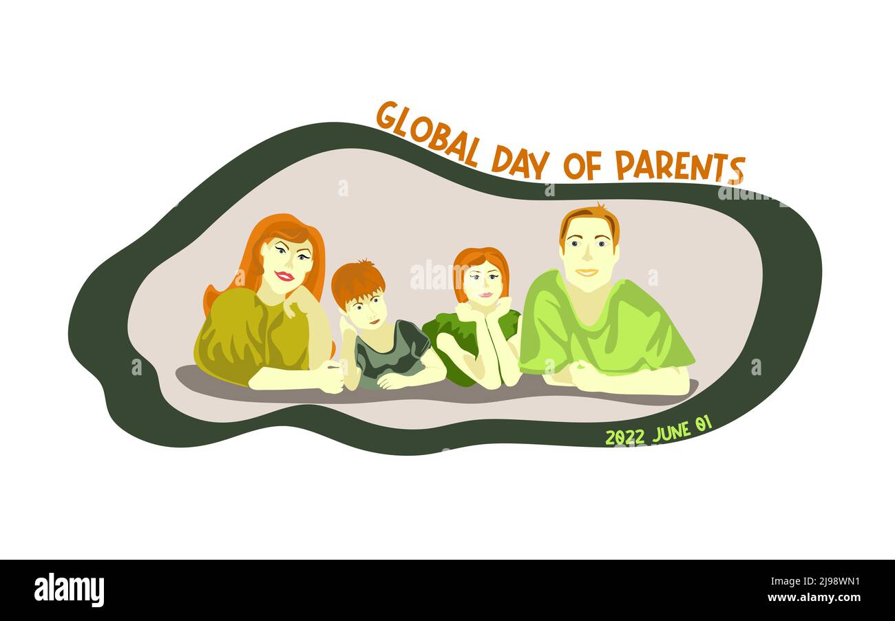 Happy Global Day of Parents vector illustration. Conceptual world parents day design, banner or card. Happy European family flat vector design Stock Vector