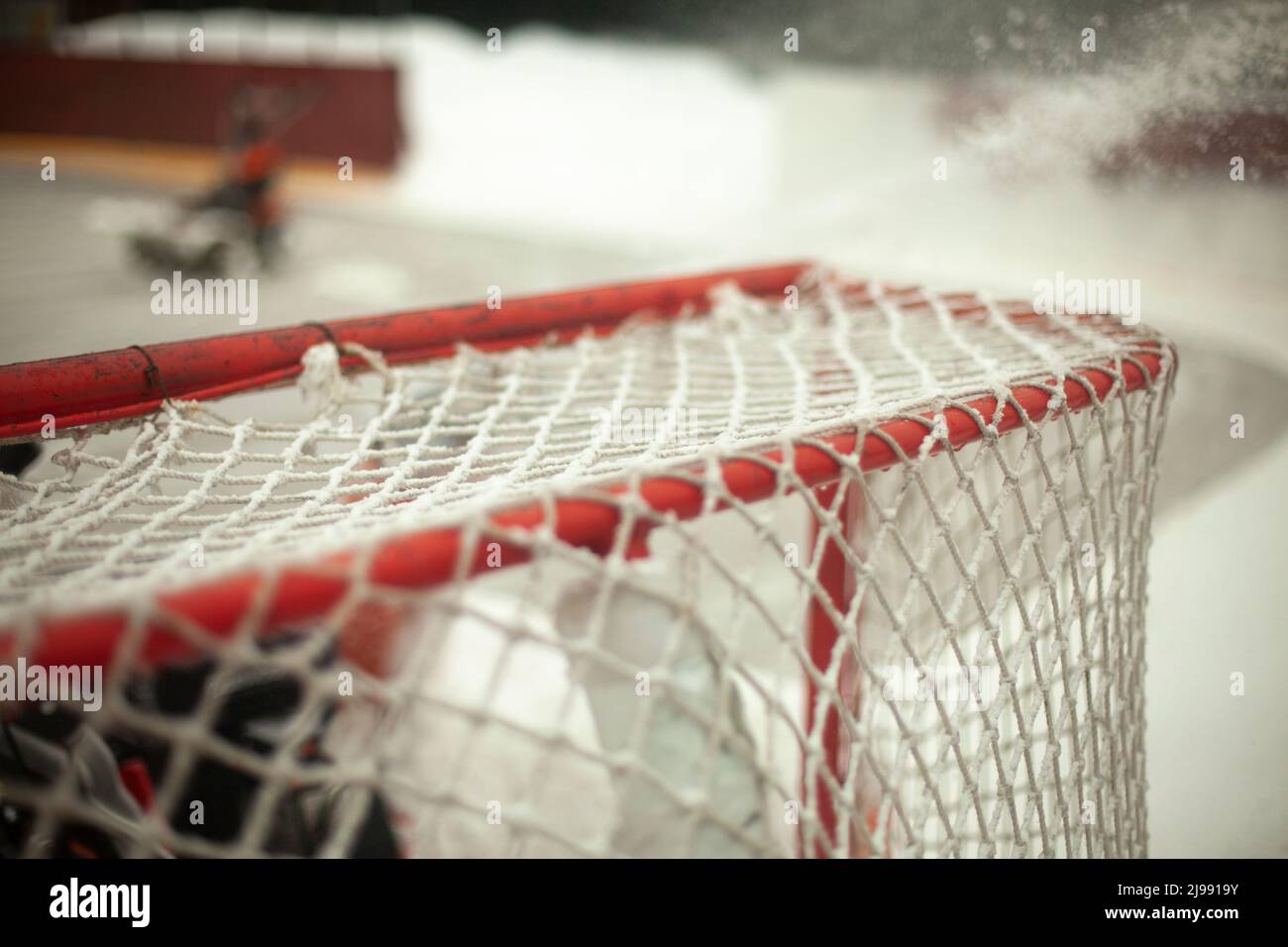Gate for playing hockey. Sports ground. Grid for playing hockey. Ice ...