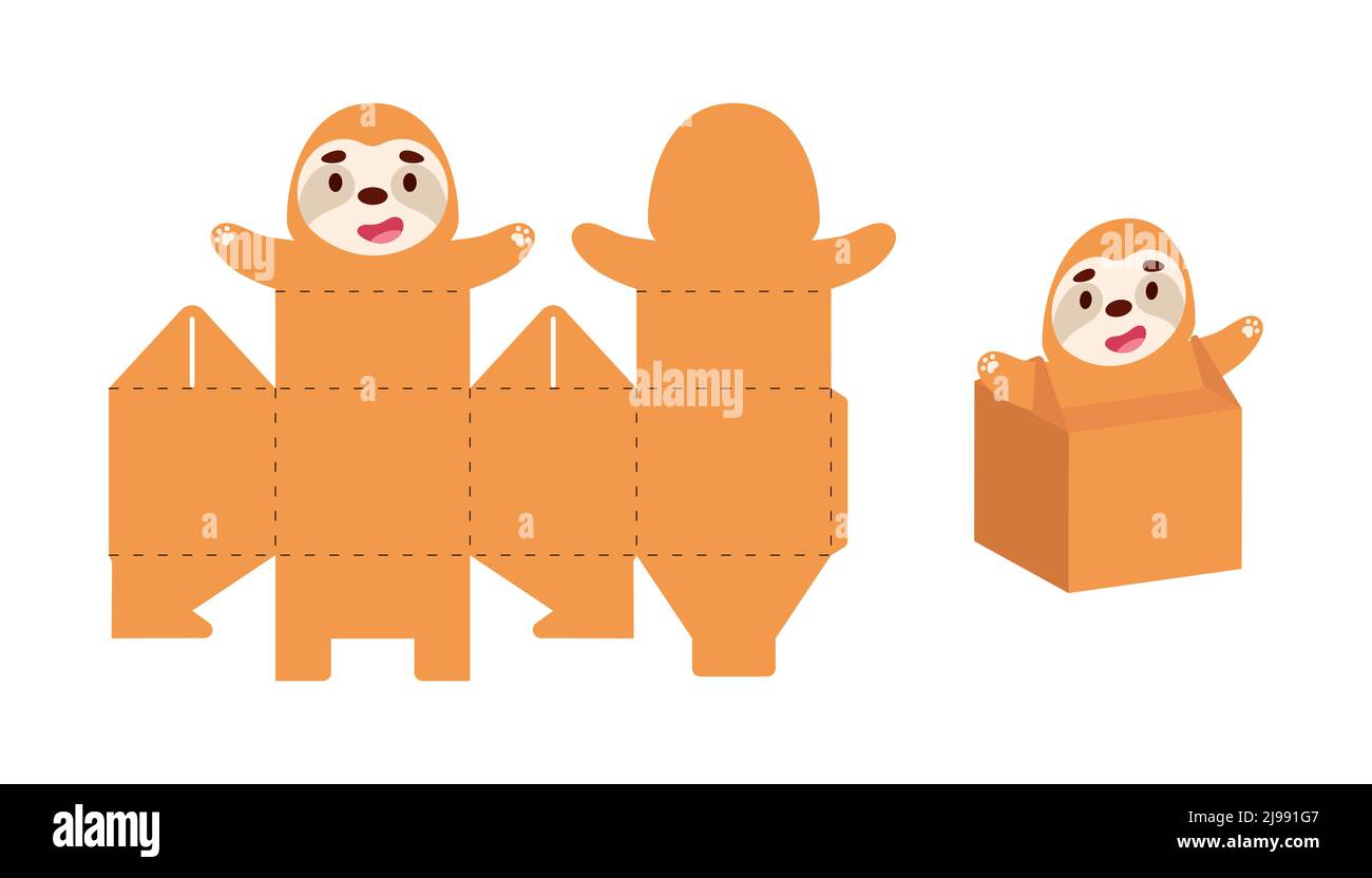 Simple packaging favor box sloth design for sweets, candies, small ...