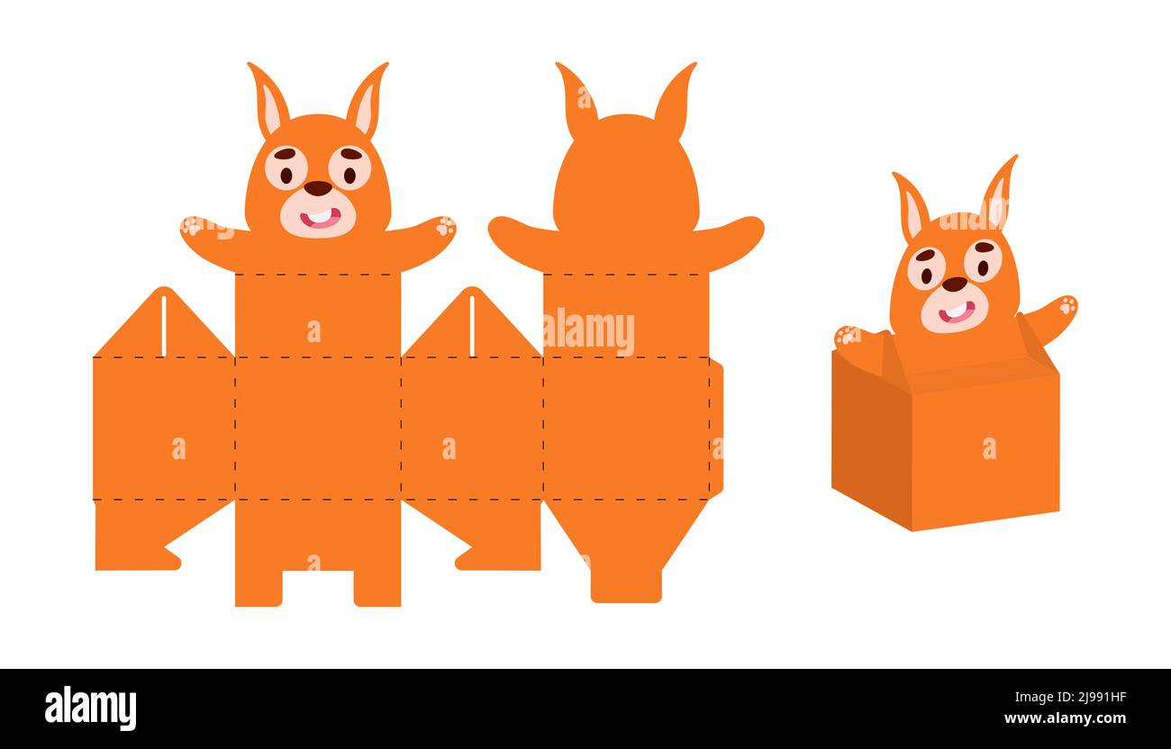 Simple packaging favor box squirrel design for sweets, candies, small presents. Party package