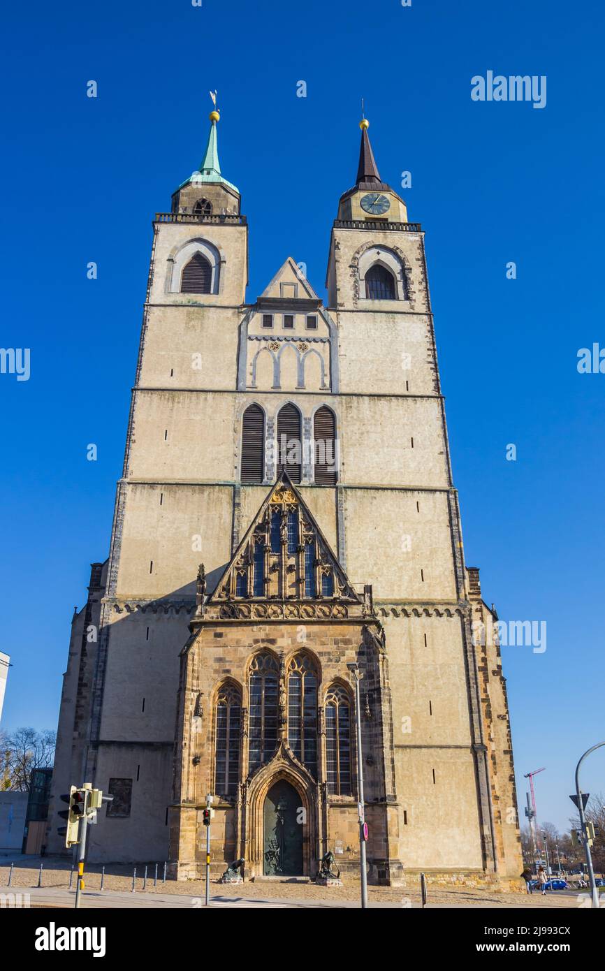 Front view of the historic Johannis church in Magdeburg, Germany Stock Photo