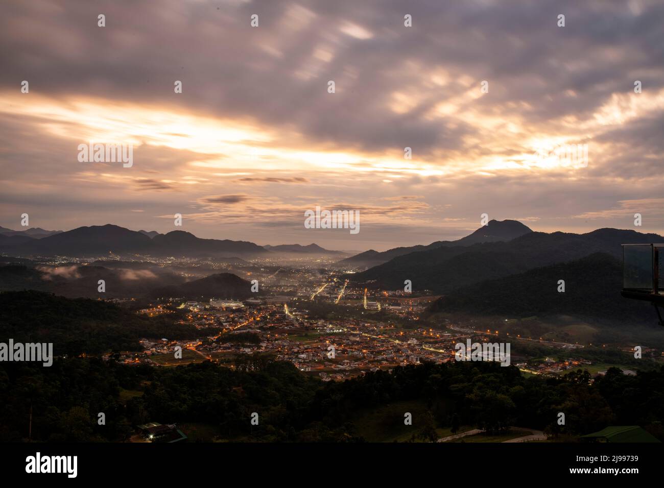 Jaraguá do Sul town as seen from the Pico Malwee viewpoint, Santa