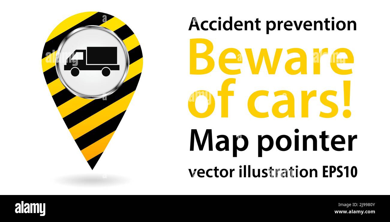 Map pointer. Beware of car. Safety information. Industrial Design