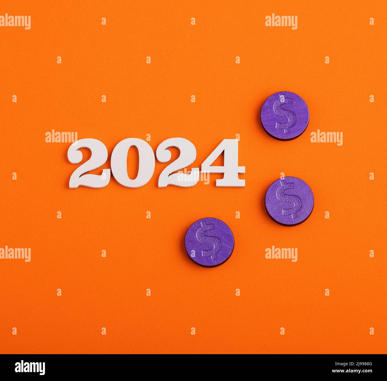 Year 2024 with money Business and money saving concept Stock Photo