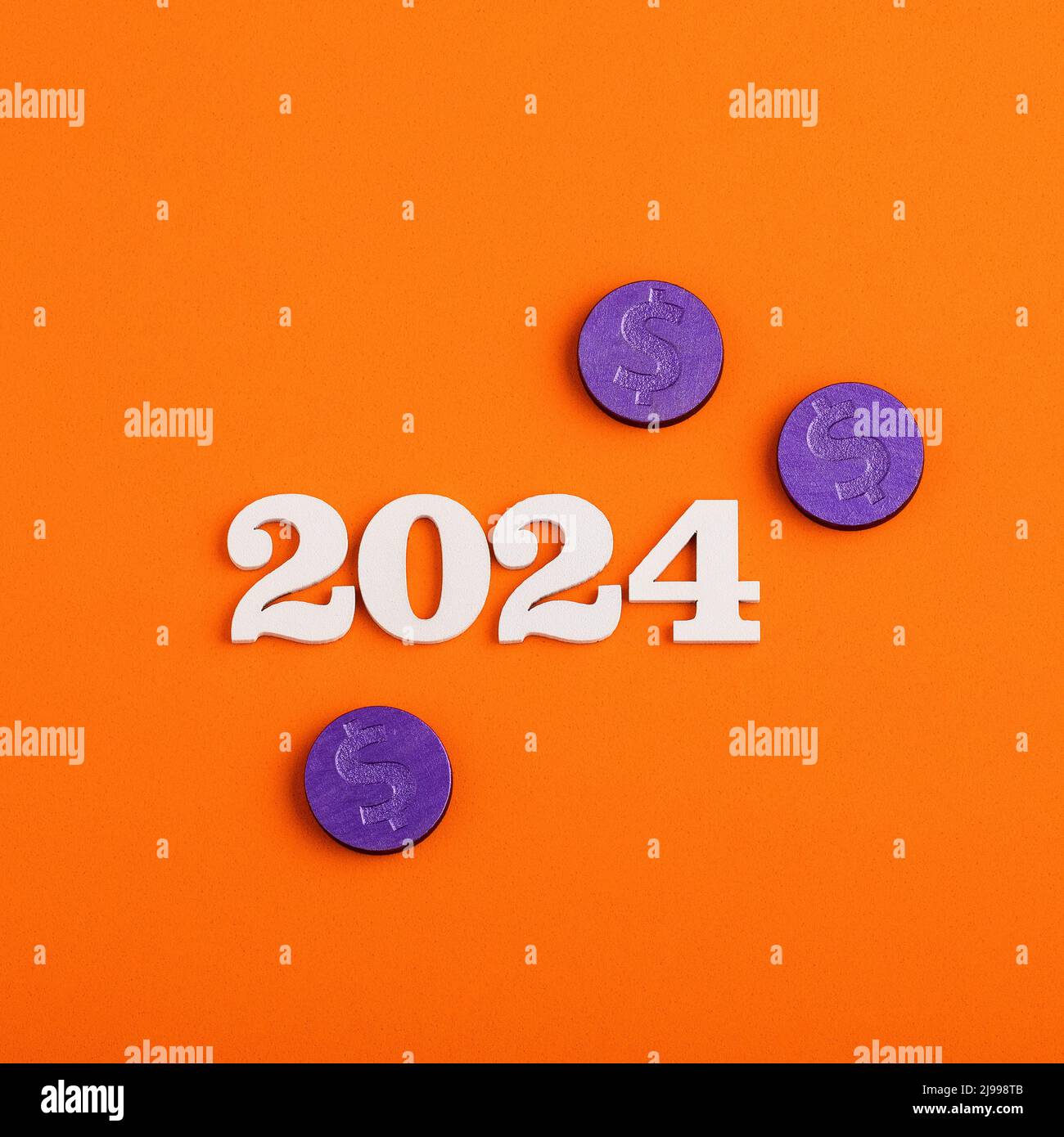 Business and money saving concept Year 2024 with money Stock Photo