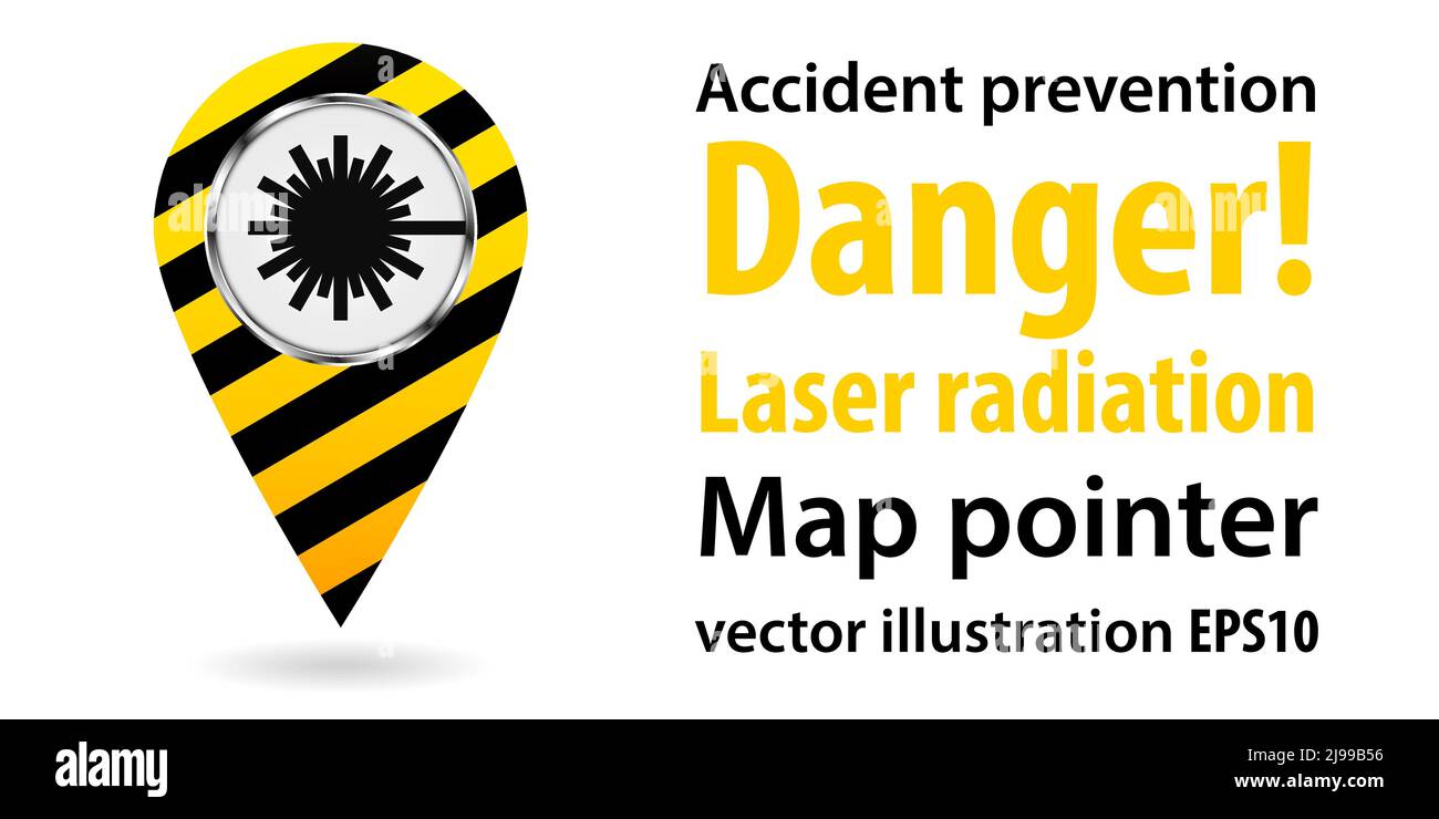 Map pointer. Danger laser radiation. Safety information. Industrial
