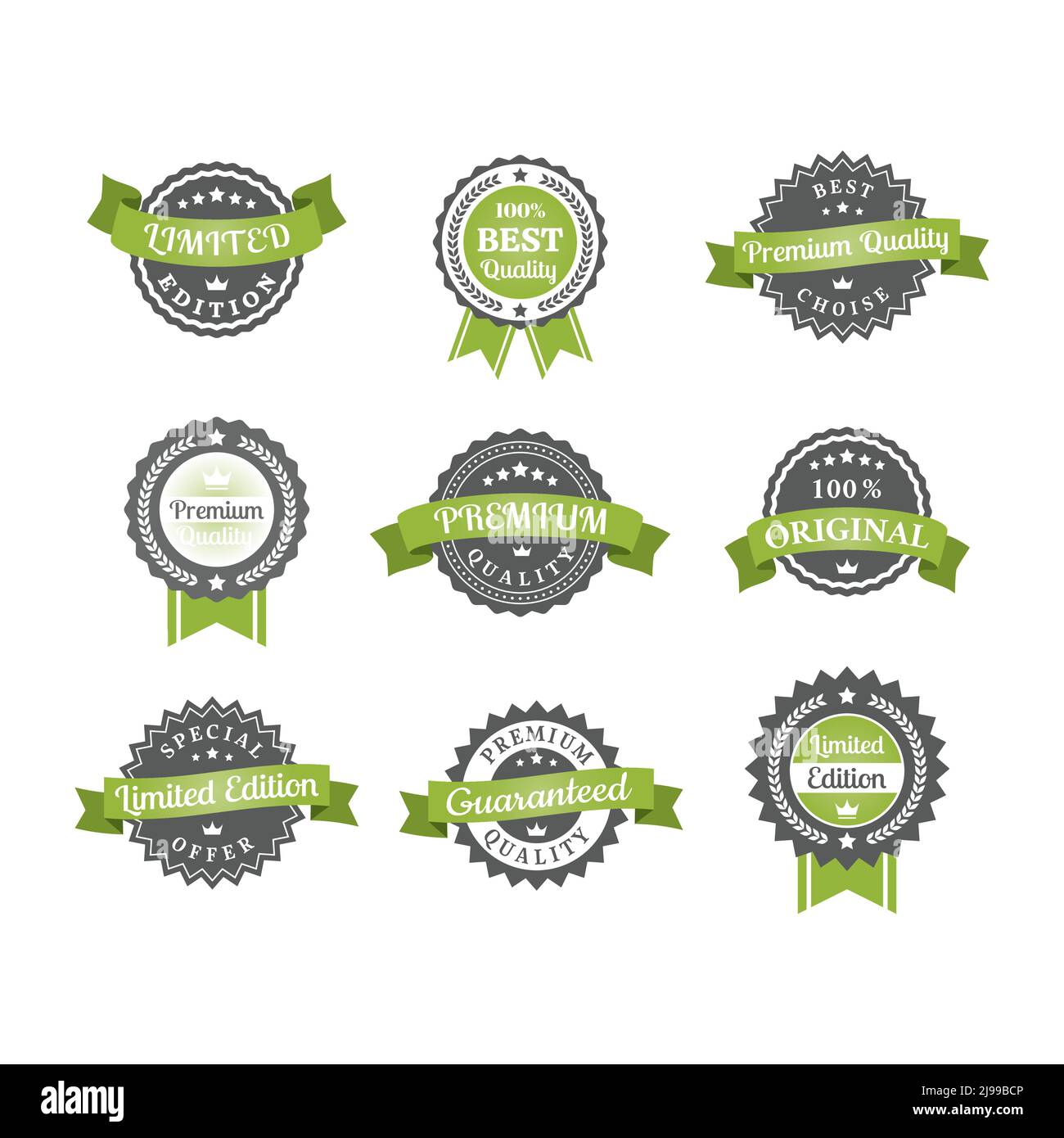 Premium quality and limited edition label set. Original product, best choice vector ribbon banner badges. Stock Vector
