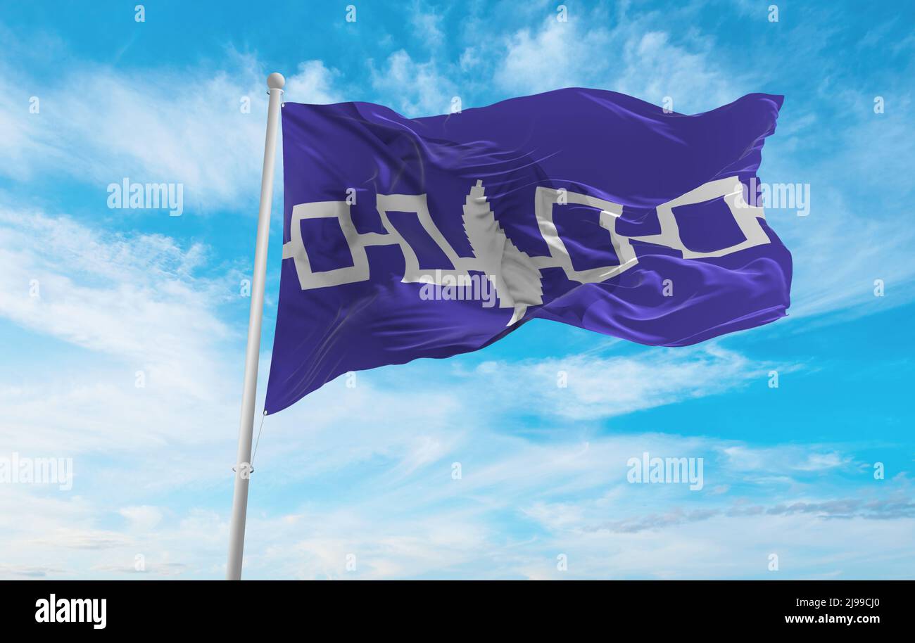 official flag of Iroquois Confederacy people ethnic USA at cloudy sky