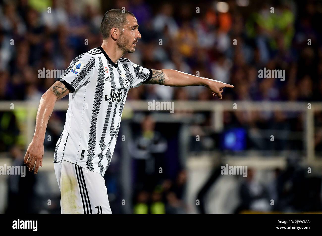 Florence, Italy. 21st May, 2022. Leonardo Bonucci of Juventus FC reacts during the Serie A 2021/2022 football match between ACF Fiorentina and Juventus FC at Artemio Franchi stadium in Florence (Italy), May 21th, 2022. Photo Federico Tardito/Insidefoto Credit: insidefoto srl/Alamy Live News Stock Photo